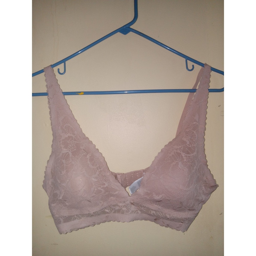 Danskin Intimates Large Bra Beige Lace Padded Wire Free